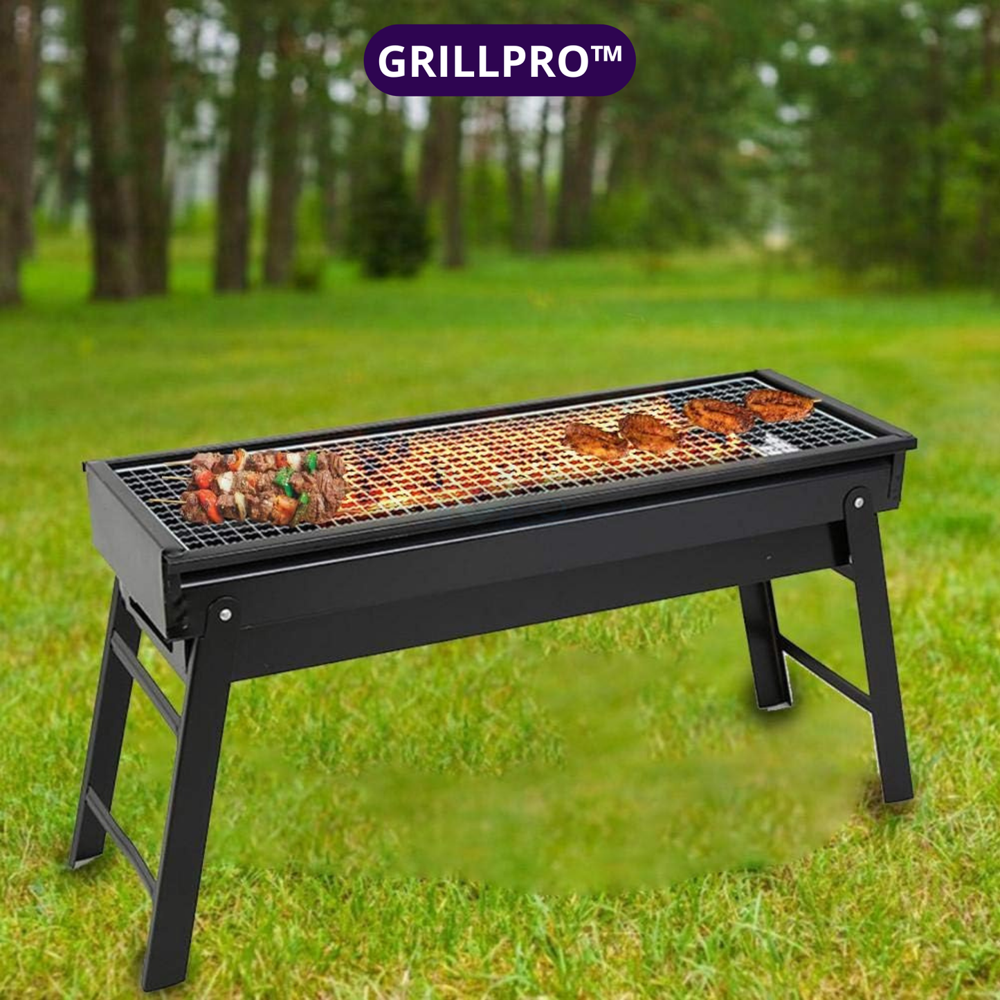 GrillPro™ Parrillera patriótica portátil a carbón super XL