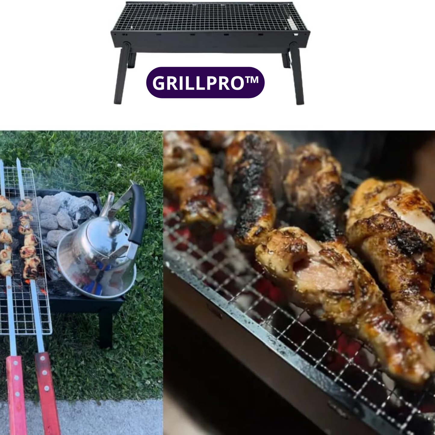 GrillPro™ Parrillera patriótica portátil a carbón super XL