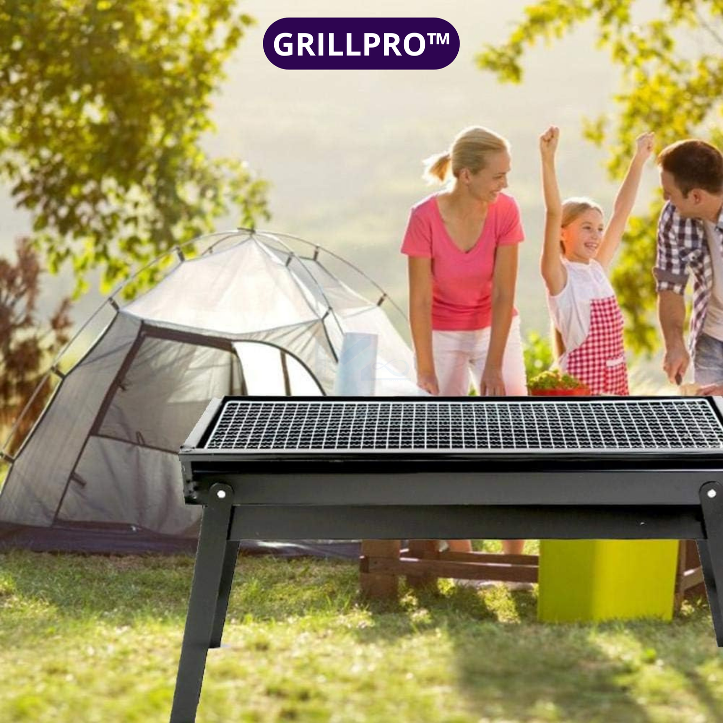 GrillPro™ Parrillera patriótica portátil a carbón super XL