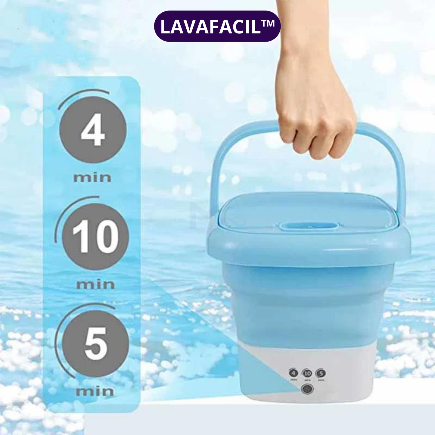 LavaFácil™ Mini Lavadora 4 en 1  (Lavadora, centrifugadora, plegable y portátil)