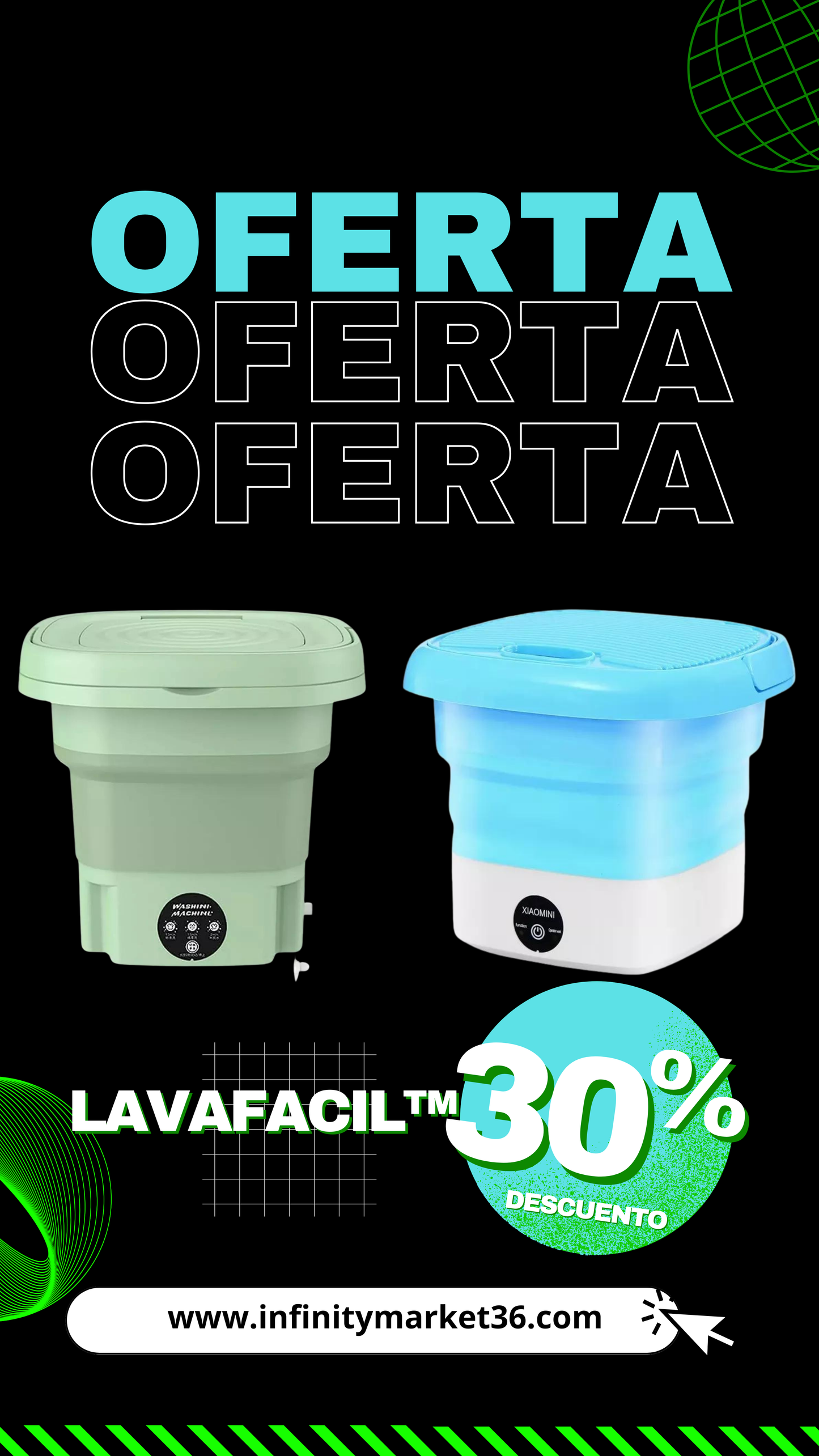 LavaFácil™ Mini Lavadora 4 en 1  (Lavadora, centrifugadora, plegable y portátil)